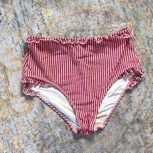 Striped and frill high waisted swim suit bottoms